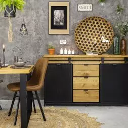 Meble Strong, nogi metalowe Kwadro Loft, blat dębowy Naturwood, dekoracje – rustykalneuchwyty.pl