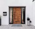 ThermoSafe Decoral door, pattern 860, Attic Wood surface, frame in RAL 9005, optional side elements