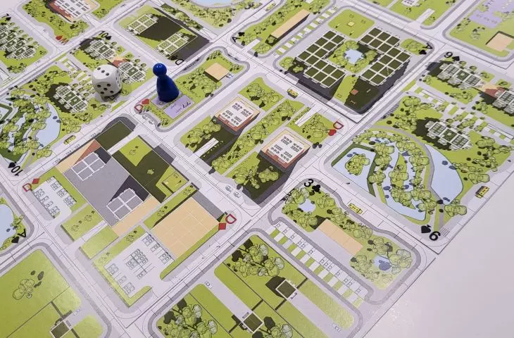 Create your own settlement in urban planning card game