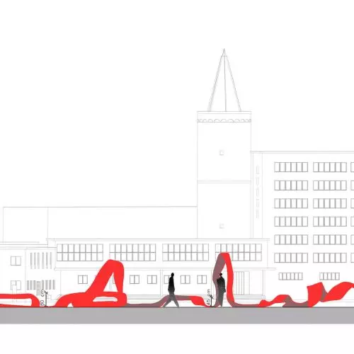 Red Line. An idea to revitalize the Helena Lehr square in Opole.