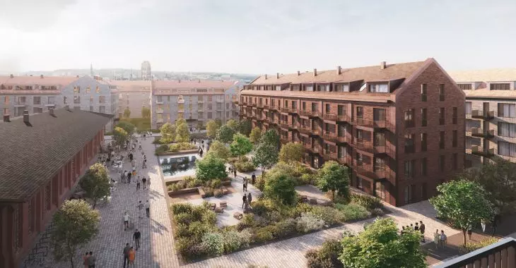 w drugim etapie Riverview odbudowane zostaną trzy zabytkowe budynki dawnych Zakładów Mięsnych w Gdańsku, powstanie też osiem nowych budynków z 387 mieszkaniami