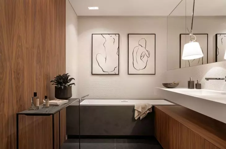 Subtle transitions and simple forms in bathroom design