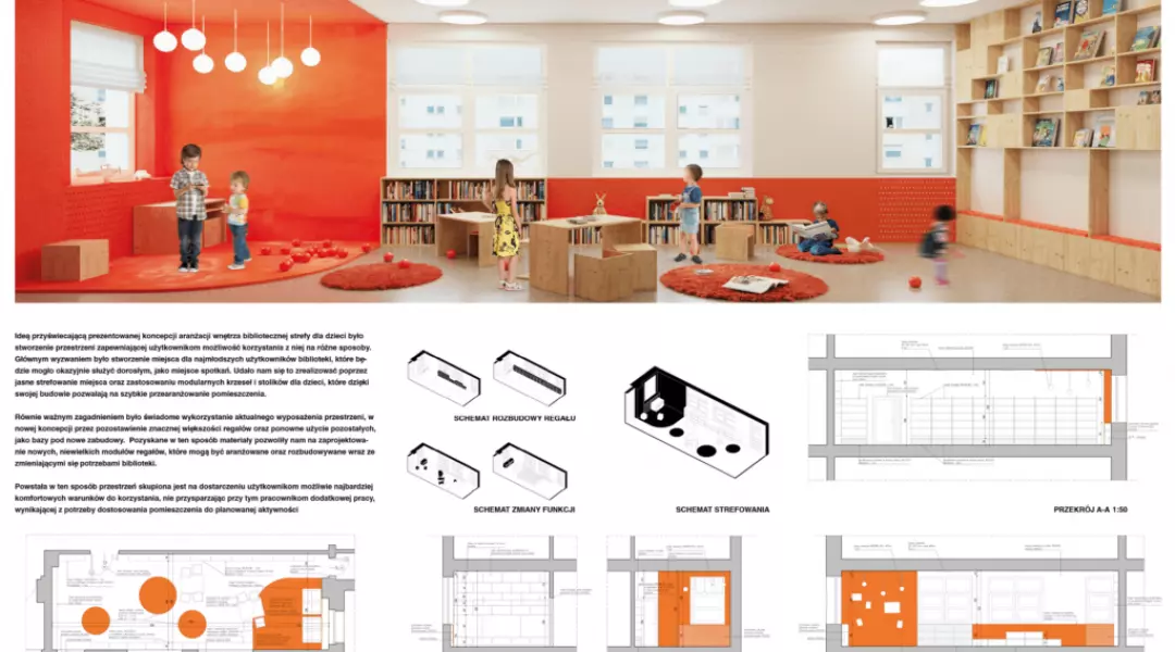I Nagroda w konkursie na projekt aranżacji wnętrza bibliotecznej strefy dla dzieci