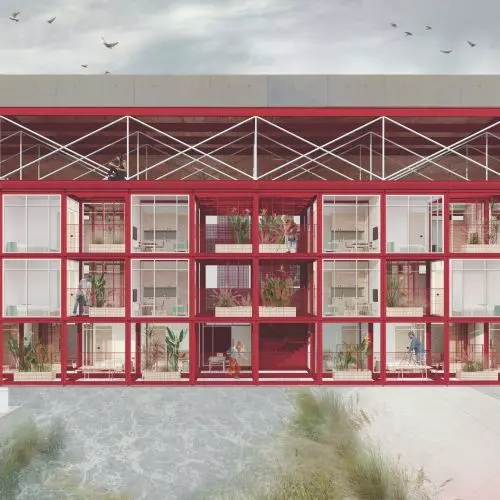 An idea for the housing crisis in Los Angeles. Award-winning riverside housing development project