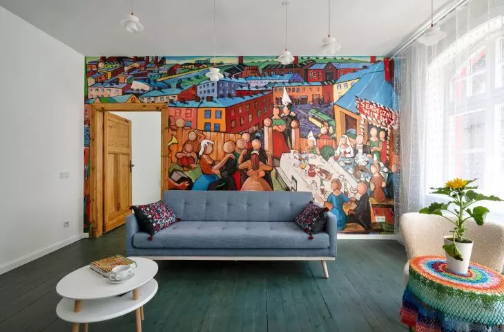 Katowickie mieszkanie zdobione muralami