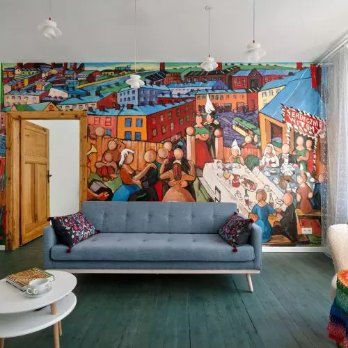 Katowice apartment decorated with murals