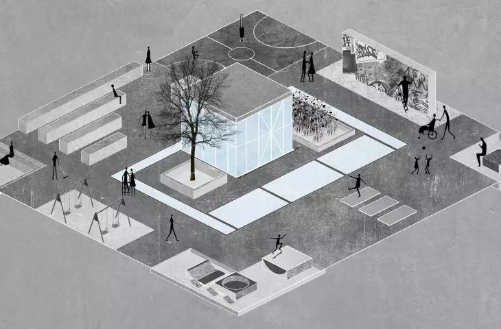 Modular apartments in place of a subway station? That's the students' competition idea
