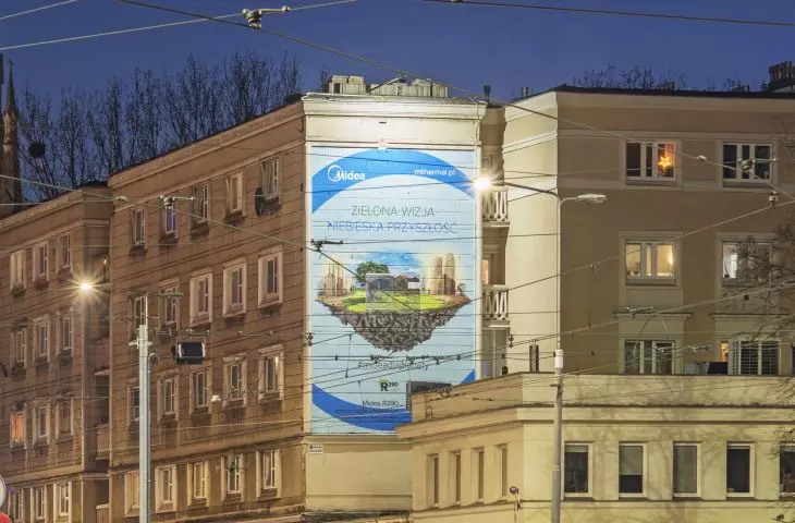 Eco-friendly mural with anti-smog feature at Bank Square in Warsaw