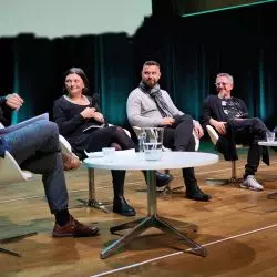 panel dyskusyjny, od lewej: Marcin Brataniec, Małgorzata Kuciewicz, Piotr Kempf, Alek Janicki, prof. Stanisław M. Rybicki