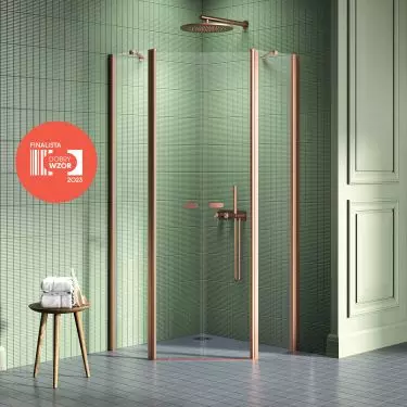 Kabina New Soleo Copper Brushed w wersji pięciokątnej dwudrzwiowej (Finalista Dobry Wzór 2023)