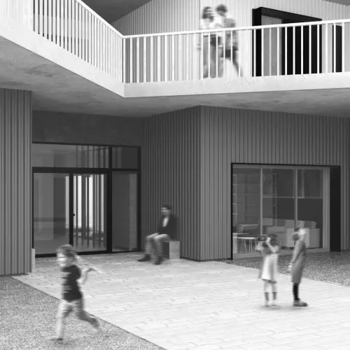A student development idea in the New Żerniki Estate in Wroclaw, in line with the idea of cohousing.