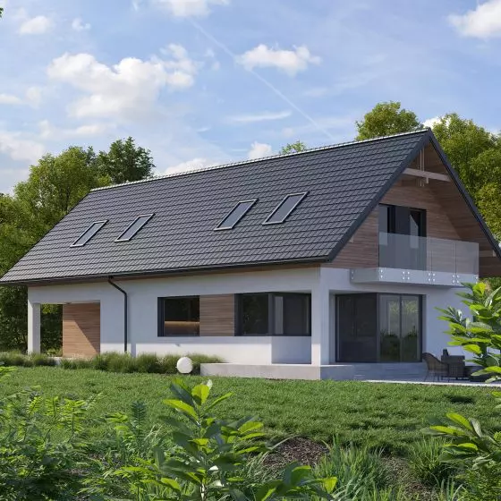 Blachodachówka modułowa Como o płaskim, eleganckim designie świetnie podkreśla piękno każdego domu