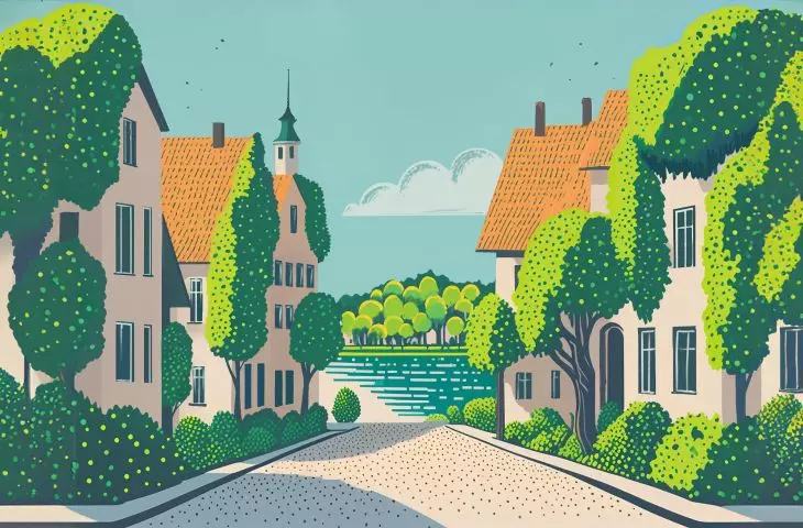 Summer in the city. On blue and green depends a lot