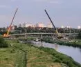 Mosty Berdychowskie, Poznań - przeprawa przez Wartę, widok od północy z mostu Chrobrego w stronę Rataj