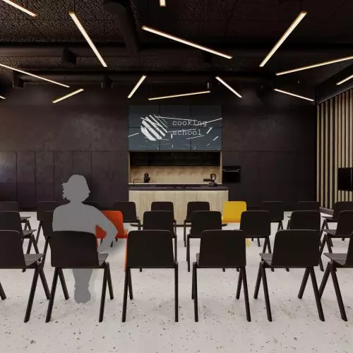 Kornelia Frankiewicz from the Faculty of Interior Design at the Academy of Fine Arts in Wrocław has created a design for a multifunctional culinary studio.