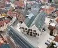A bird's-eye view of the rooftops of the city of Korbach