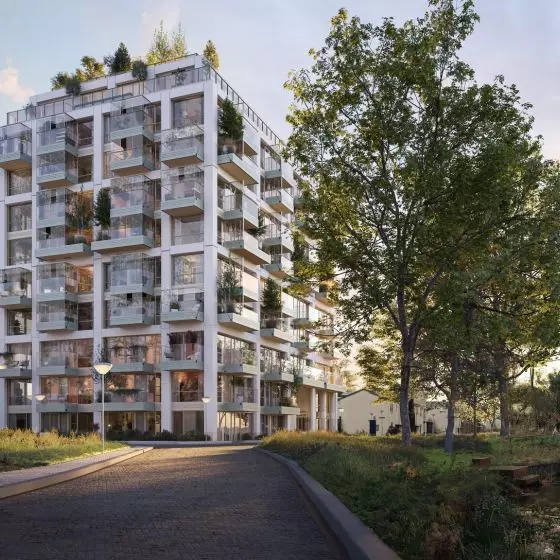 Wieżowiec złożony z CLT (cross-laminated timber)