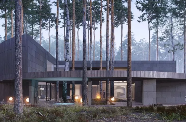Okrągły dom pośrodku lasu od Mobius Architekci