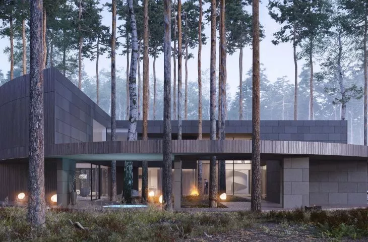 Round house in the middle of the forest from Mobius Architects