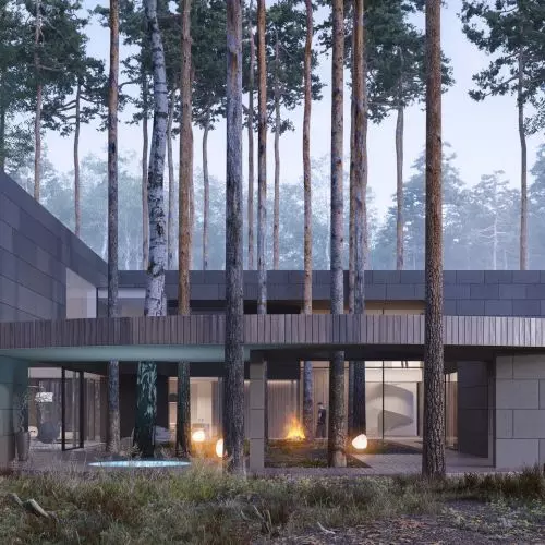 Round house in the middle of the forest from Mobius Architects
