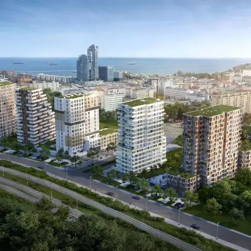 Wendy's. Five residential towers by developer Robyg in Gdynia.