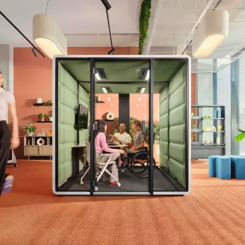 Two new acoustic booths from the hushFree line for people with disabilities