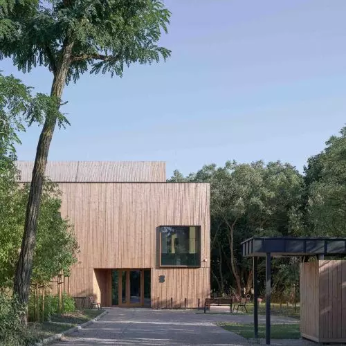Nowa biblioteka w Choszczówce – drewniana układanka