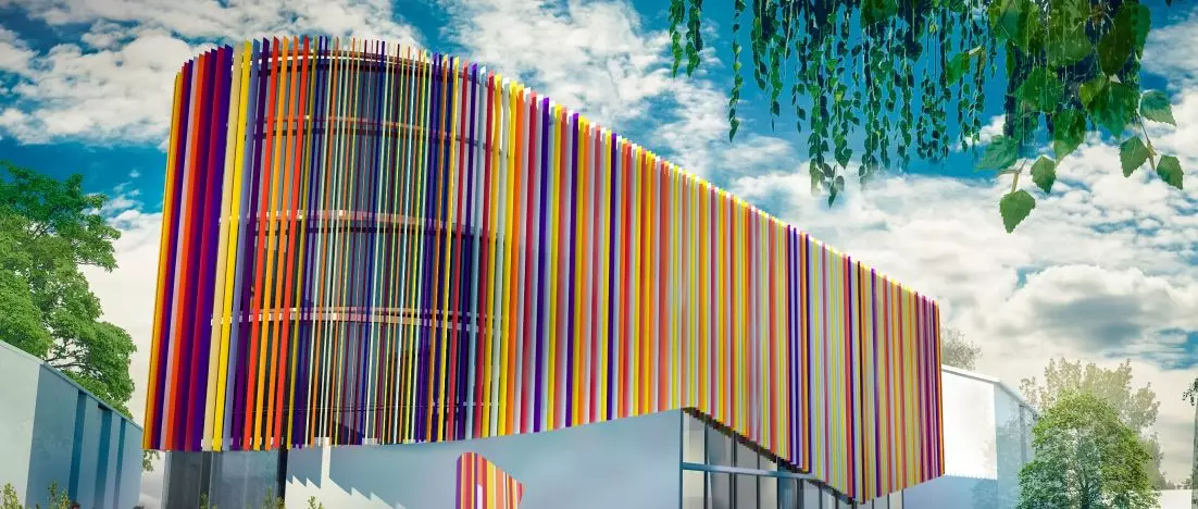 Building like a box of crayons - Kraków's Ruczaj Center gets a colorful makeover