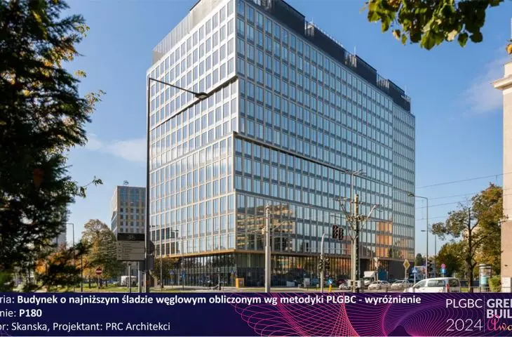 Wyróżnienie w kategorii Budynek o najniższym śladzie węglowym obliczonym według metodyki PLGBC