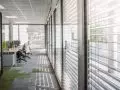 Zewnętrzne żaluzje weneckie widziane od wewnątrz