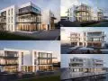 Koncepcyjne widoki modelu wykonane narzędziem AI Visualizer w programie Archicad 28
