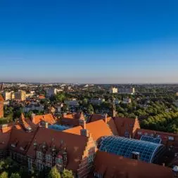 Widok na kampus Politechniki Gdańskiej z lotu ptaka