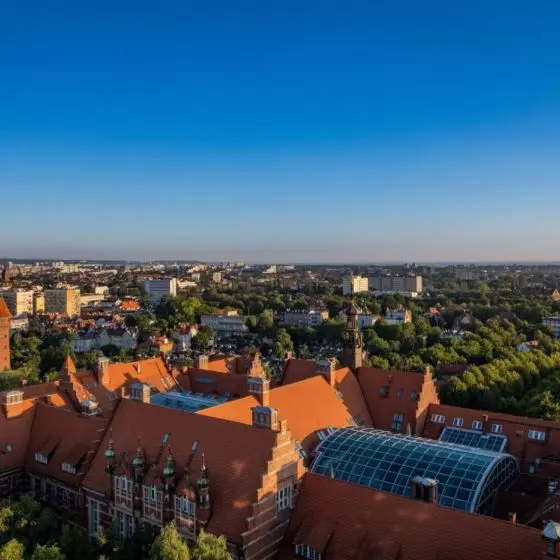 Widok na kampus Politechniki Gdańskiej z lotu ptaka