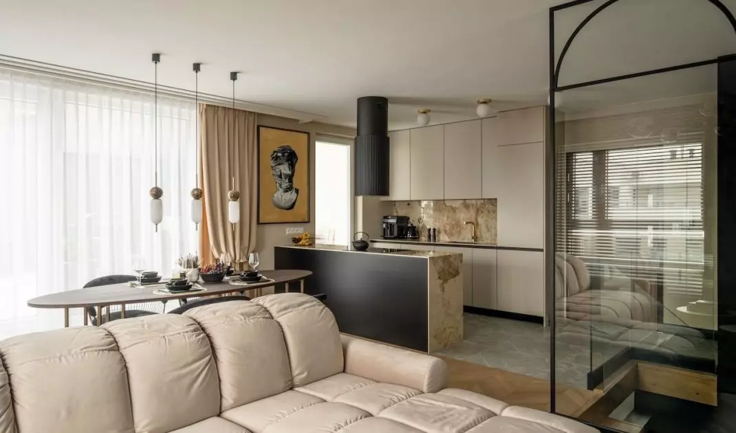 Living area of a two-level apartment