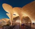 Ali Sher Nawoi Institute for International Scientific Research in Tashkent - visualization of a building composed of solids with funnel-shaped, undulating shapes