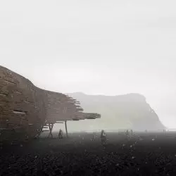 Projekt punktu turystycznego oraz hostelu przy plaży Reynisfjara na Islandii