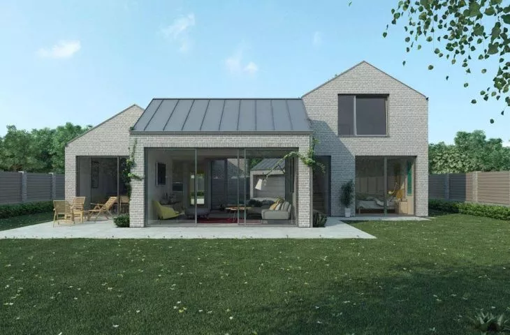 Ogródek wewnątrz salonu? (Prawie) Atrialny dom projektu biura ArchitekciPlus
