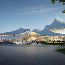 Centrum Kultury i Sztuki nad rzeką Cao’e w prowincji Zhejiang w Chinach