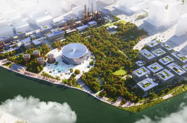 Przyszłość bez paliw kopalnych: MVRDV przekształca park po byłej fabryce rafinerii ropy naftowej w Hangzhou