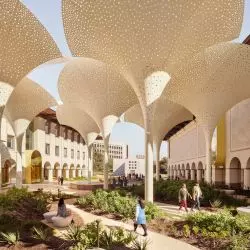 Rewitalizacji przestrzeni zewnętrznej przy Blanton Museum of Art na Uniwersytecie Teksańskim w Austin