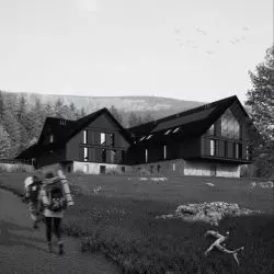 Architektura zintegrowana z krajobrazem. Projekt schroniska turystycznego w Karkonoszach.