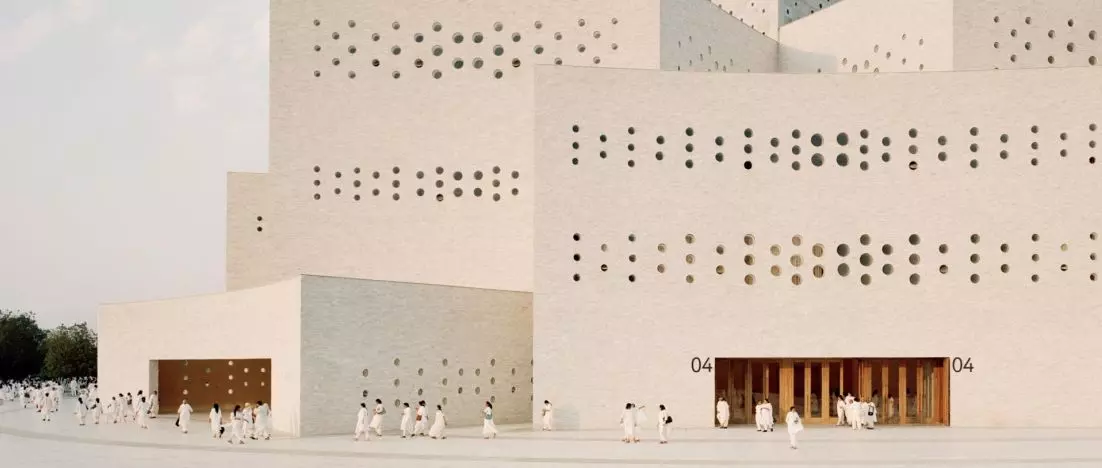 Architektoniczna podróż od słowa do ciszy: marmurowa minimalistyczna przestrzeń Raj Sabhagruh