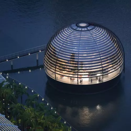 Apple's floating store in Singapore: a geodesic dome on water from Foster