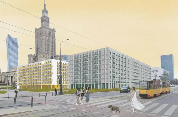 Student housing under the Palace of Culture itself