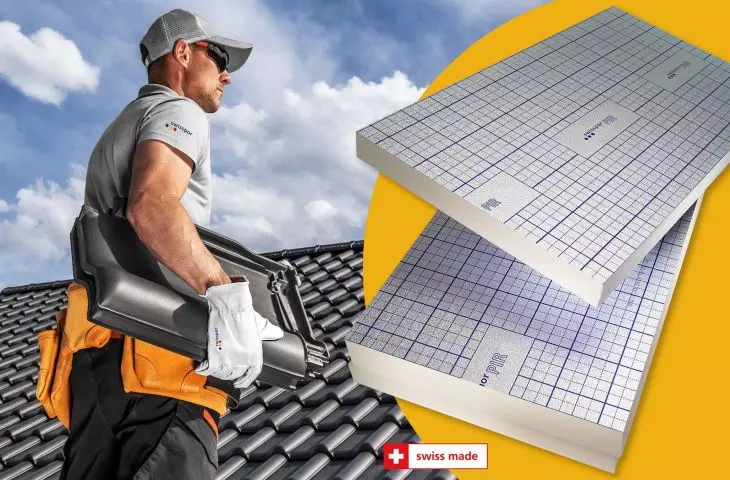 swissporPIR Alu in the role of thermal insulation layer of a pitched roof covered with ceramic or cement tiles
