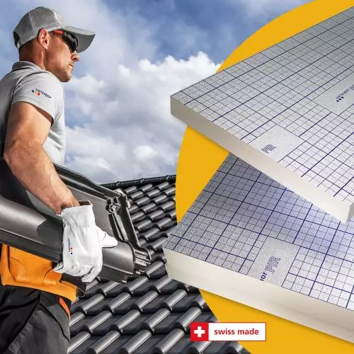 swissporPIR Alu in the role of thermal insulation layer of a pitched roof covered with ceramic or cement tiles