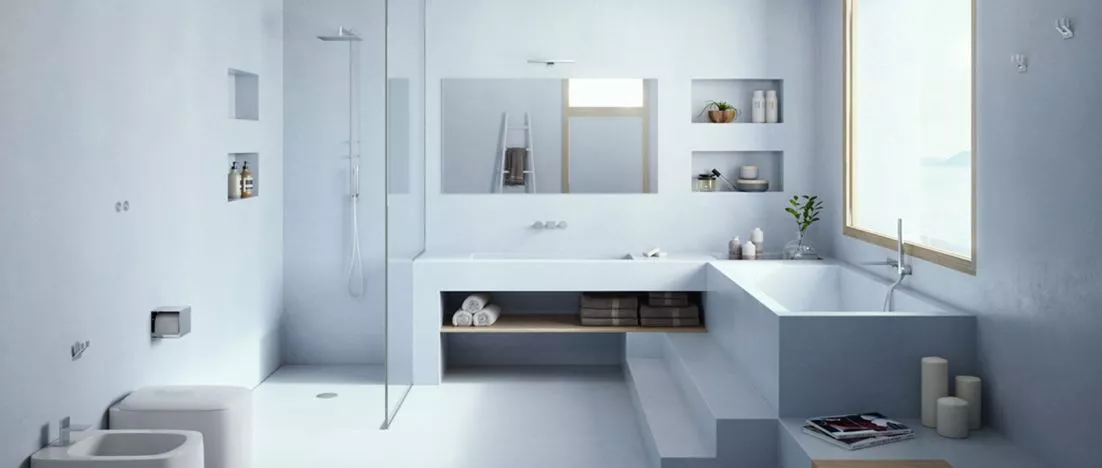 Posadzka w technologii microtopping. Wnętrze we włoskim stylu
