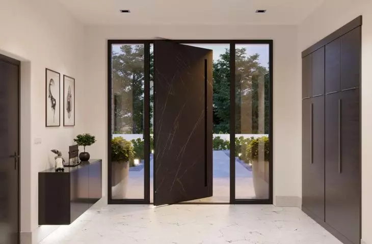 An entrance that spins! New from Aluron - AS 100 Pivot offset door