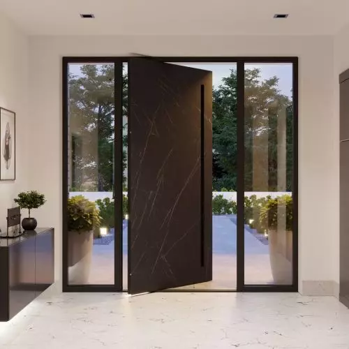 An entrance that spins! New from Aluron - AS 100 Pivot offset door