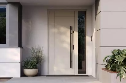 Drzwi zewnętrzne PORTA THERMO LINE model L.6 w kolorze Beżowy Szary